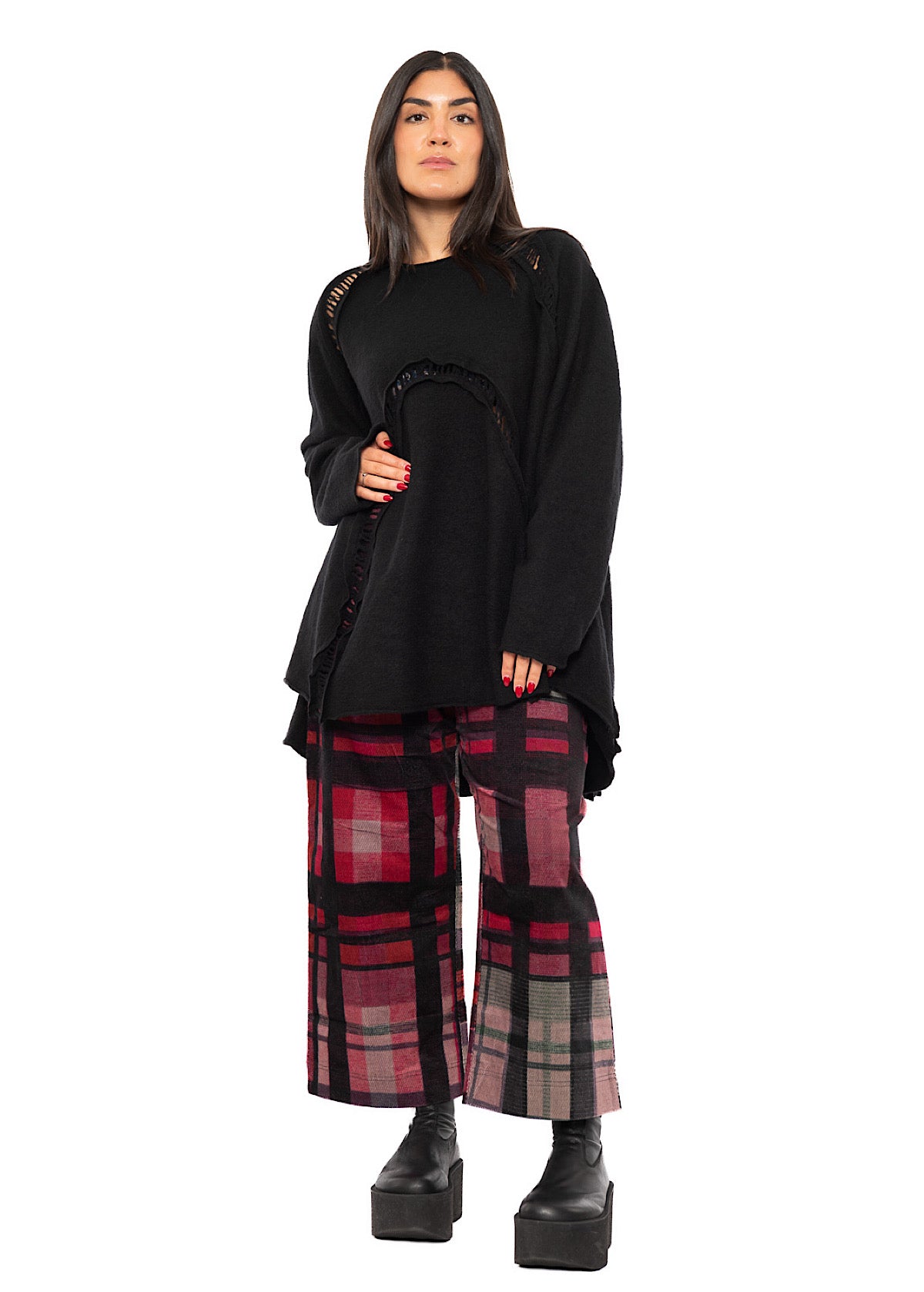 BOILED WOOL LADDER STITCH TUNIC