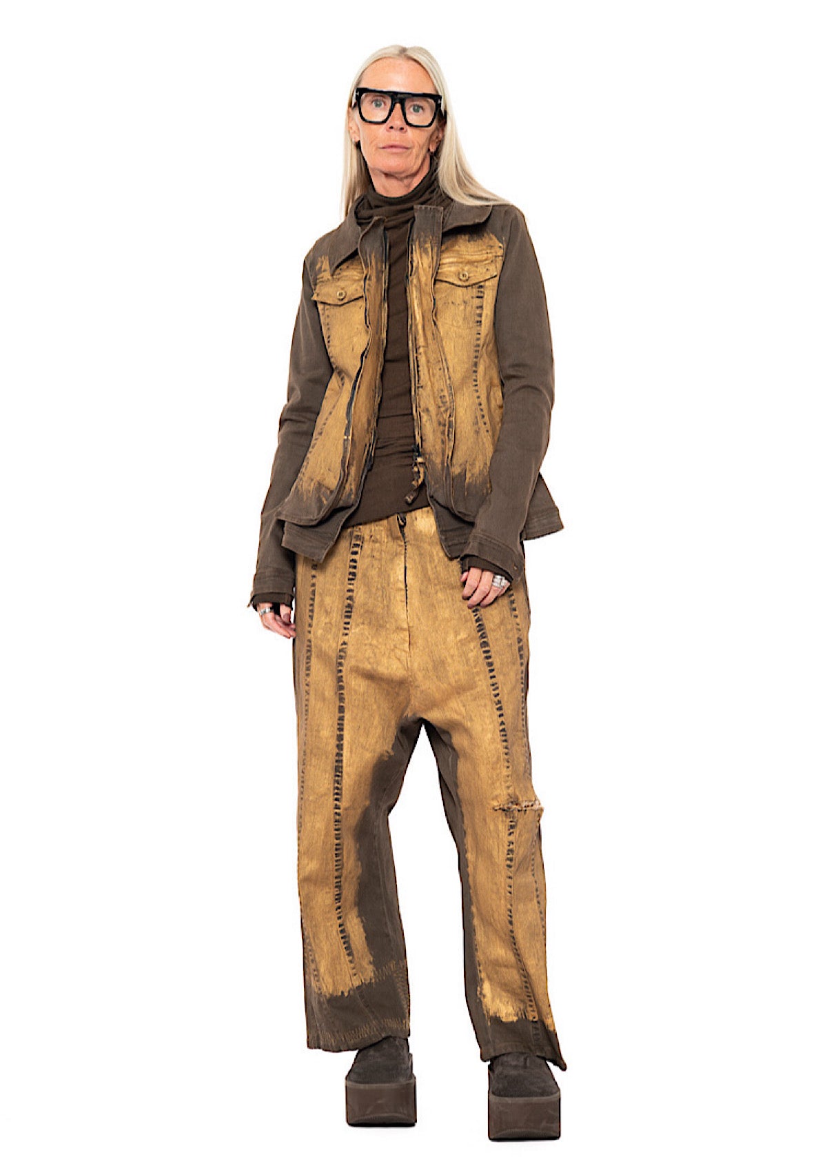 HAND-PAINTED GOLD DENIM TROUSER