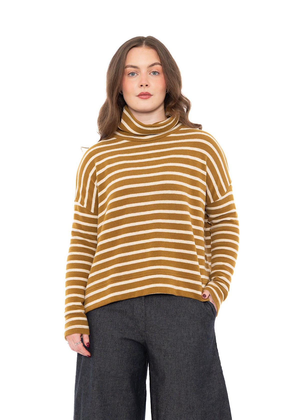 STRIPED COTTON-FLEECE MOYET PULLOVER