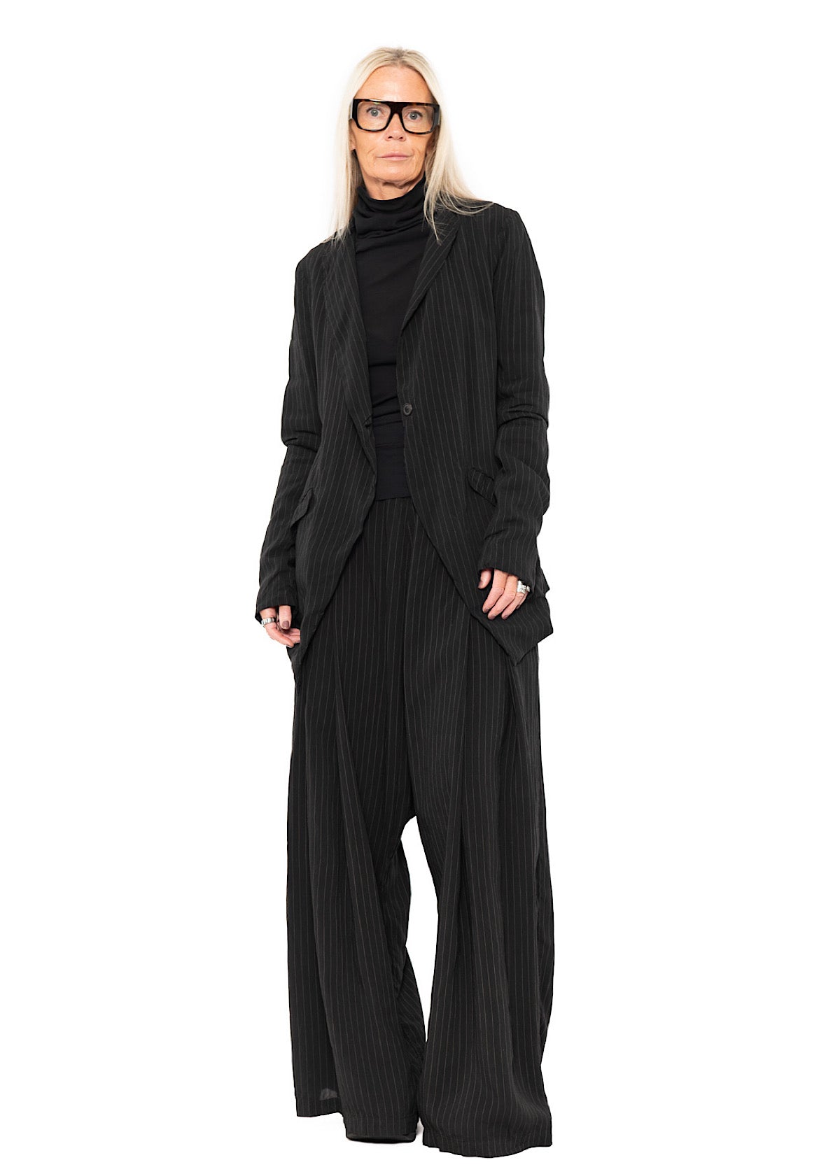 FLUID PINSTRIPE LONGLINE JACKET