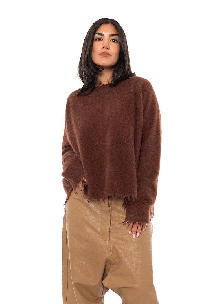 RELAXED FRAYED KNIT PULLOVER