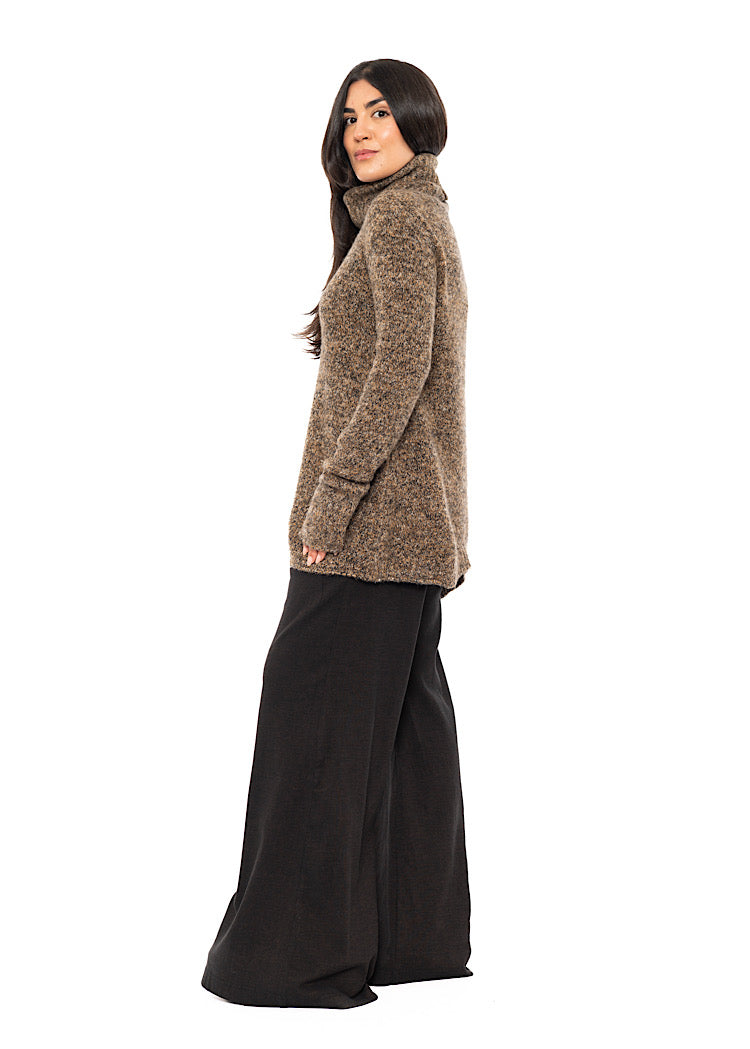 ASYMMETRIC MÉLANGE KNITTED PULLOVER