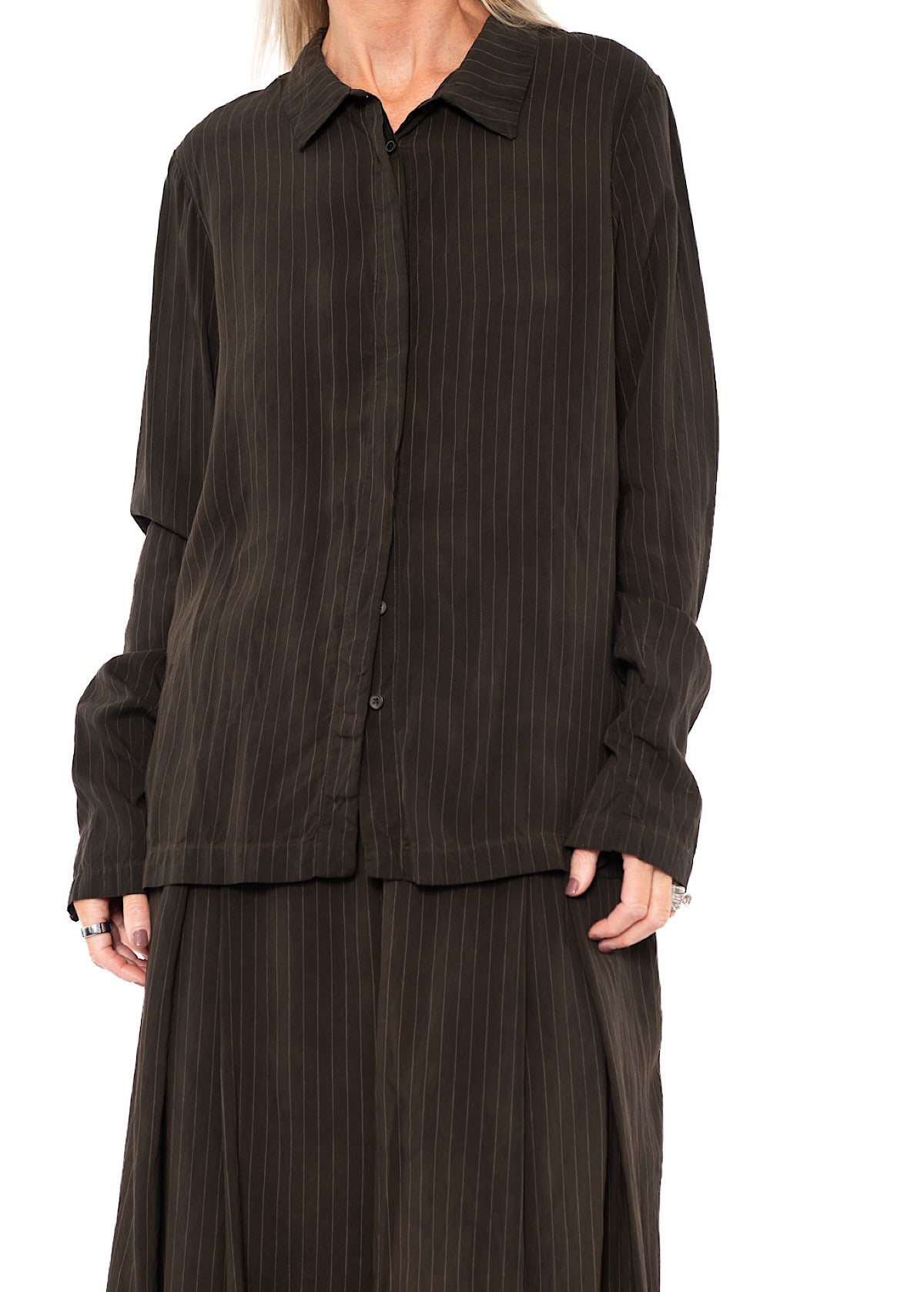 PINSTRIPE VISCOSE-SILK SHIRT