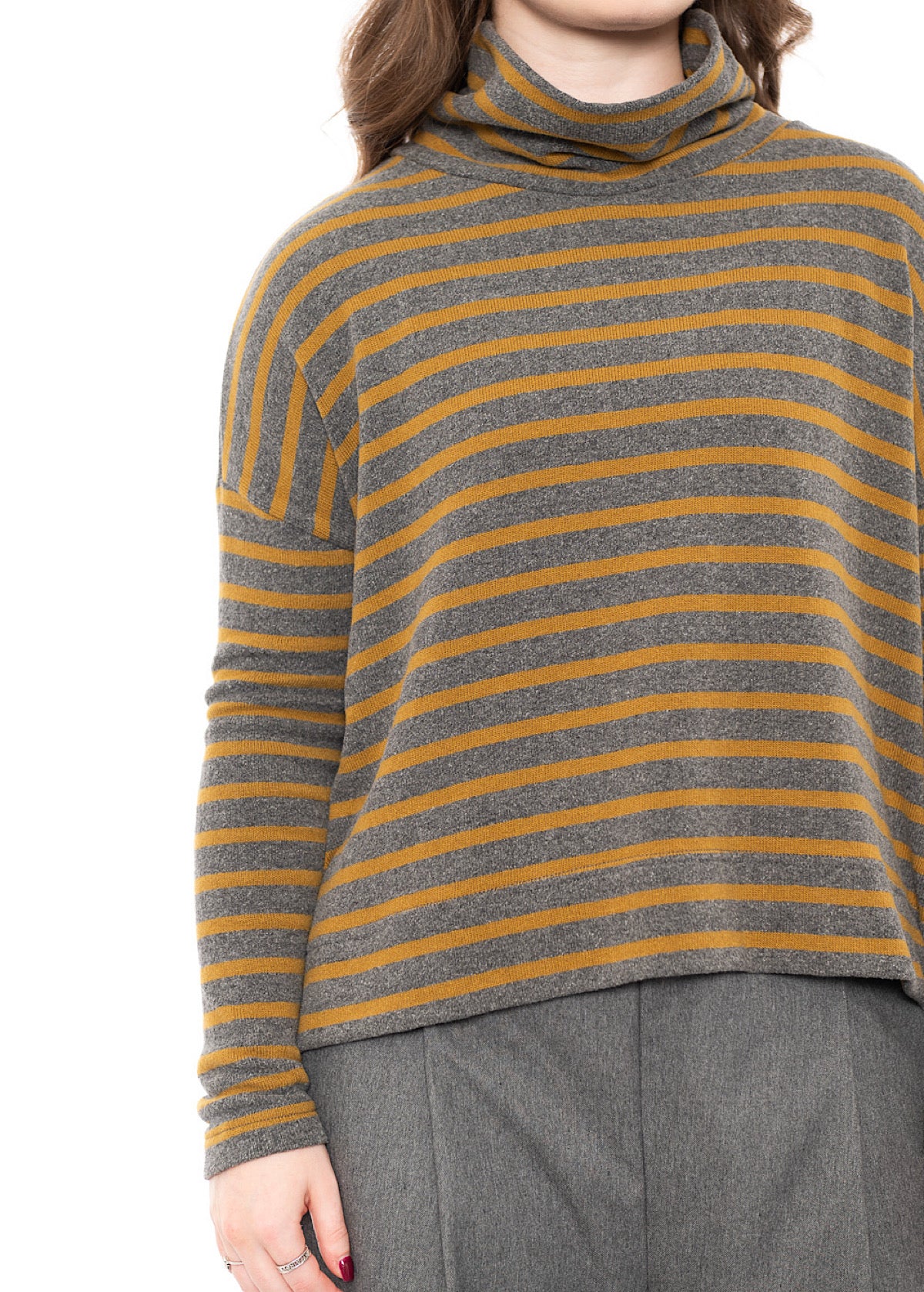 STRIPED COTTON-FLEECE MOYET PULLOVER