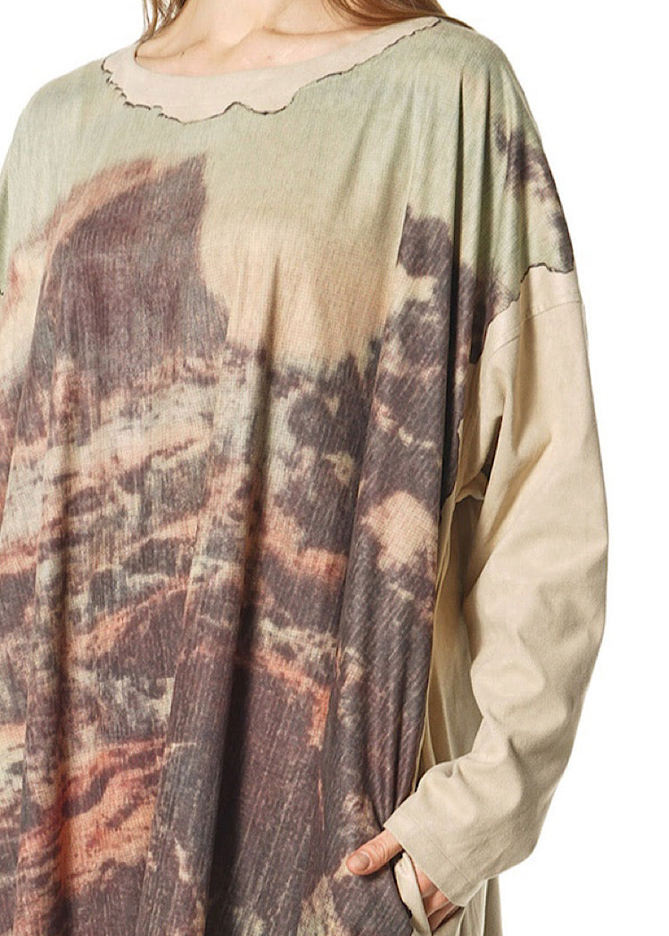 LANDSCAPE PRINT BALLOON DRESS