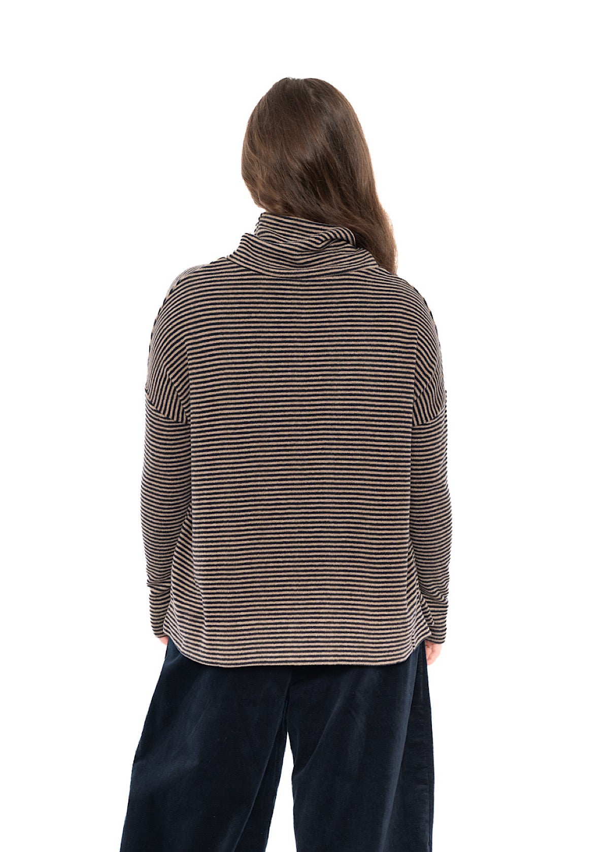 STRIPED COTTON-FLEECE JADE PULLOVER