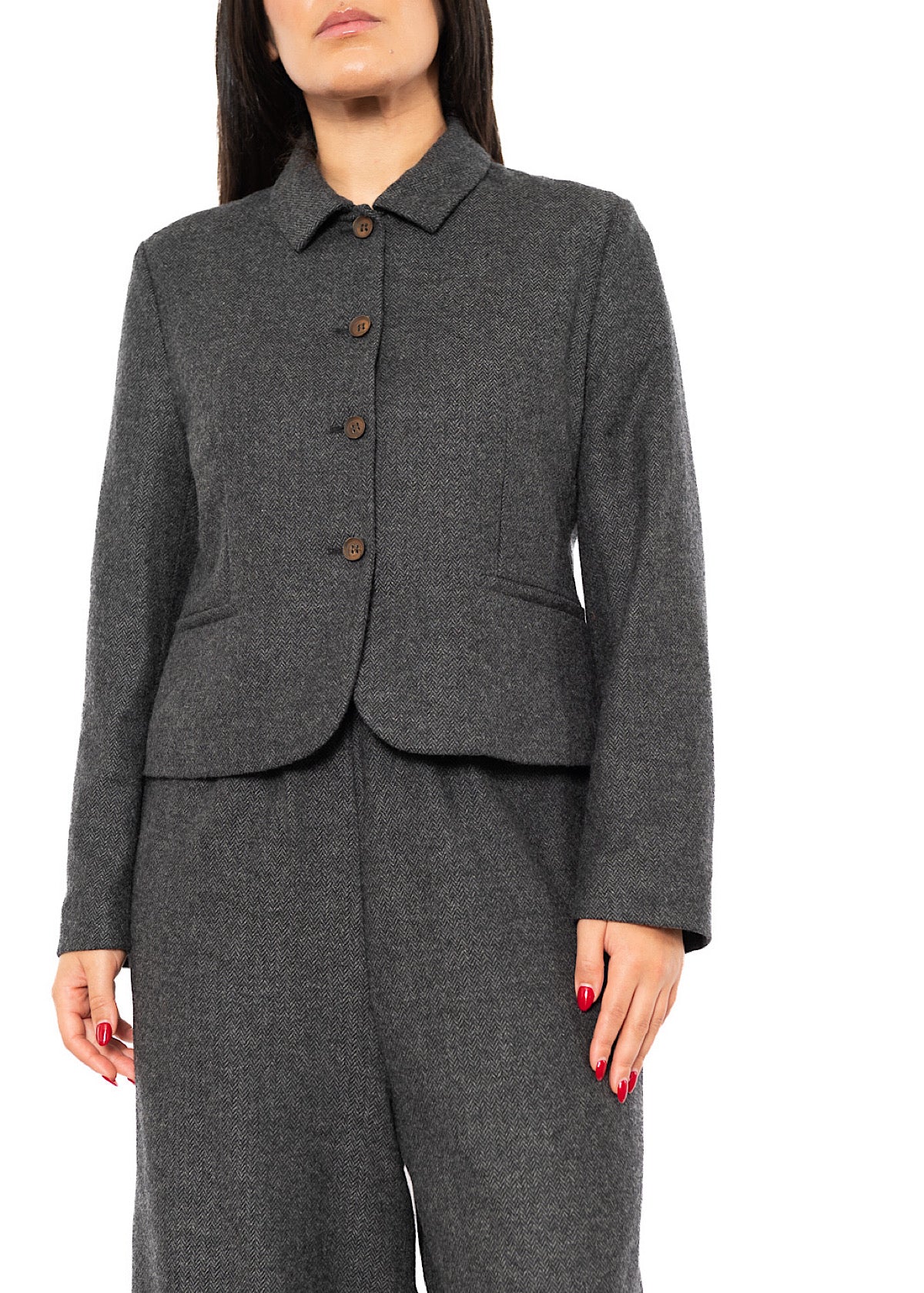 CROPPED HERRINGBONE GINNY JACKET