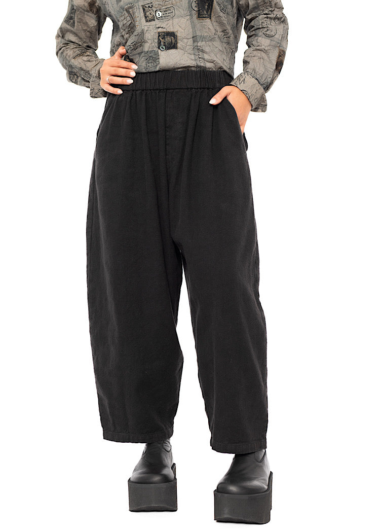 BRUSHED COTTON-LINEN BALLOON TROUSER