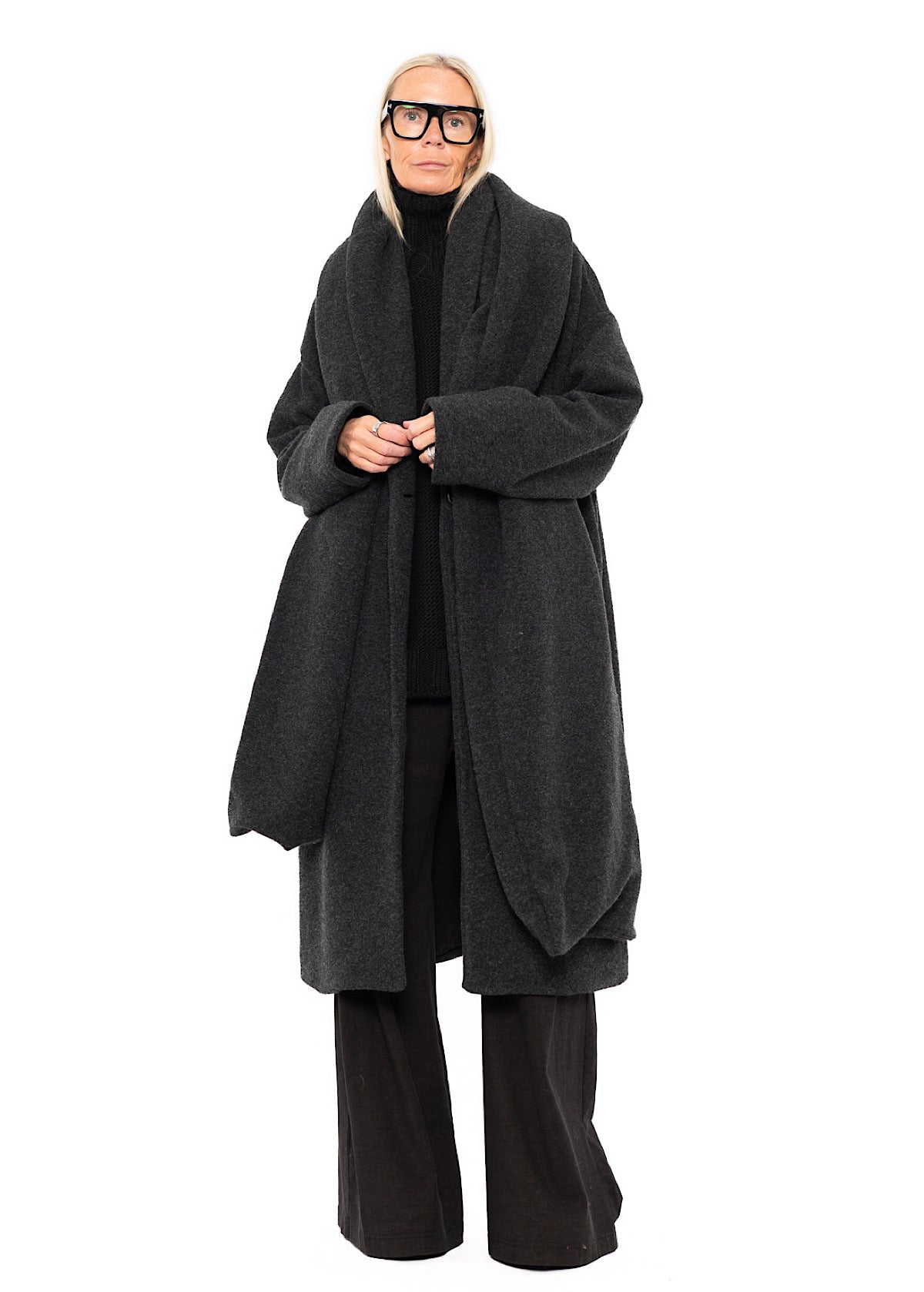 WOOL-BLEND COAT WITH SCARF