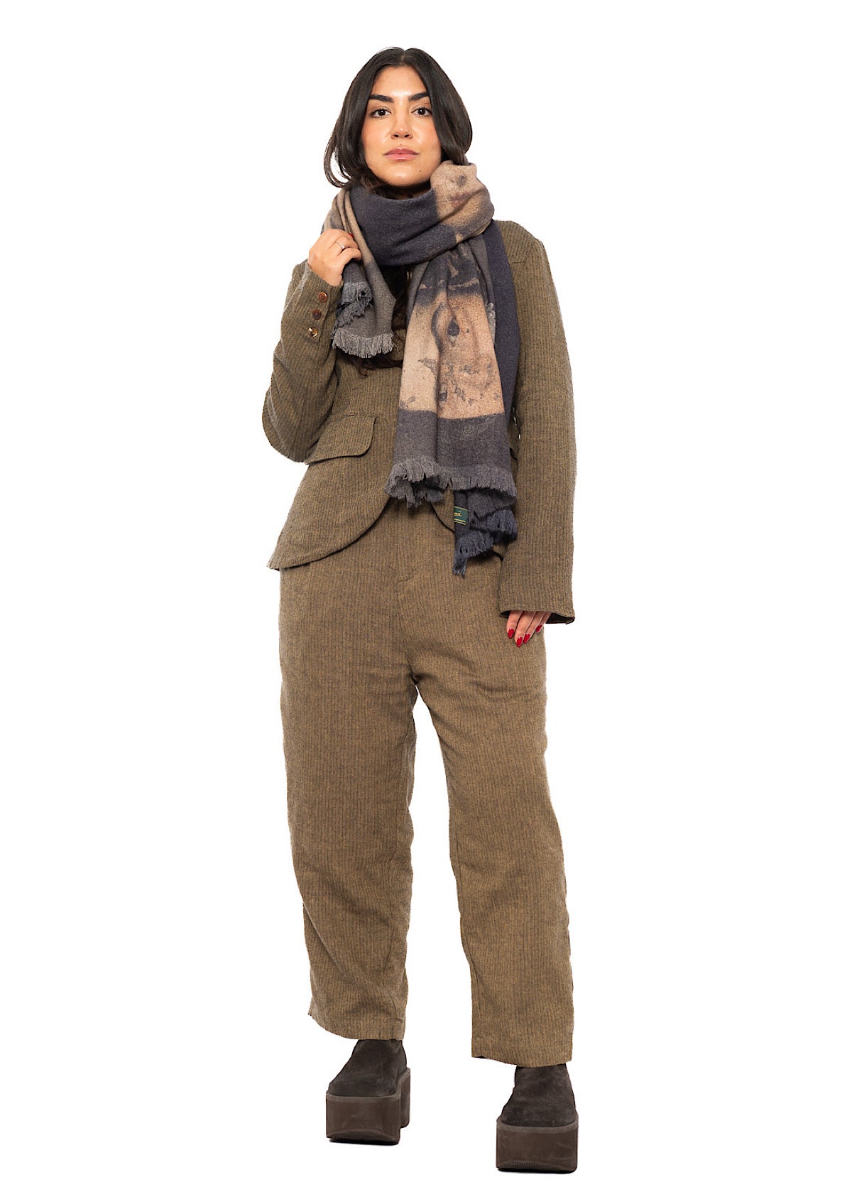 PORTRAIT PRINTED WOOL SCARF