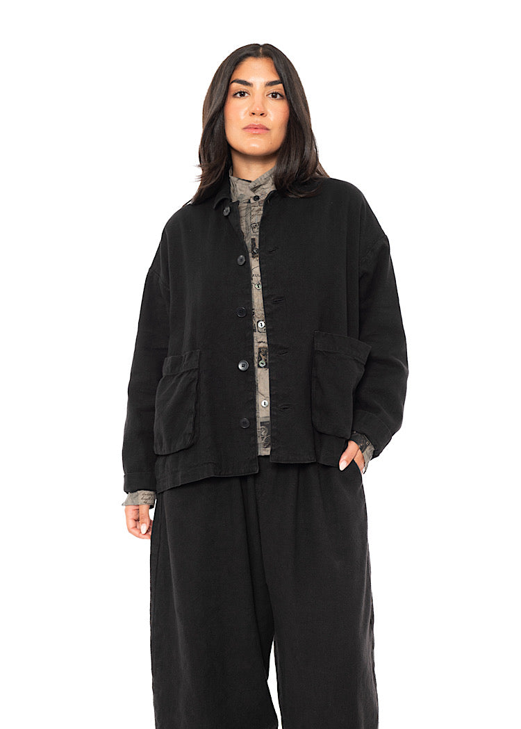 LINEN-COTTON UTILITY JACKET