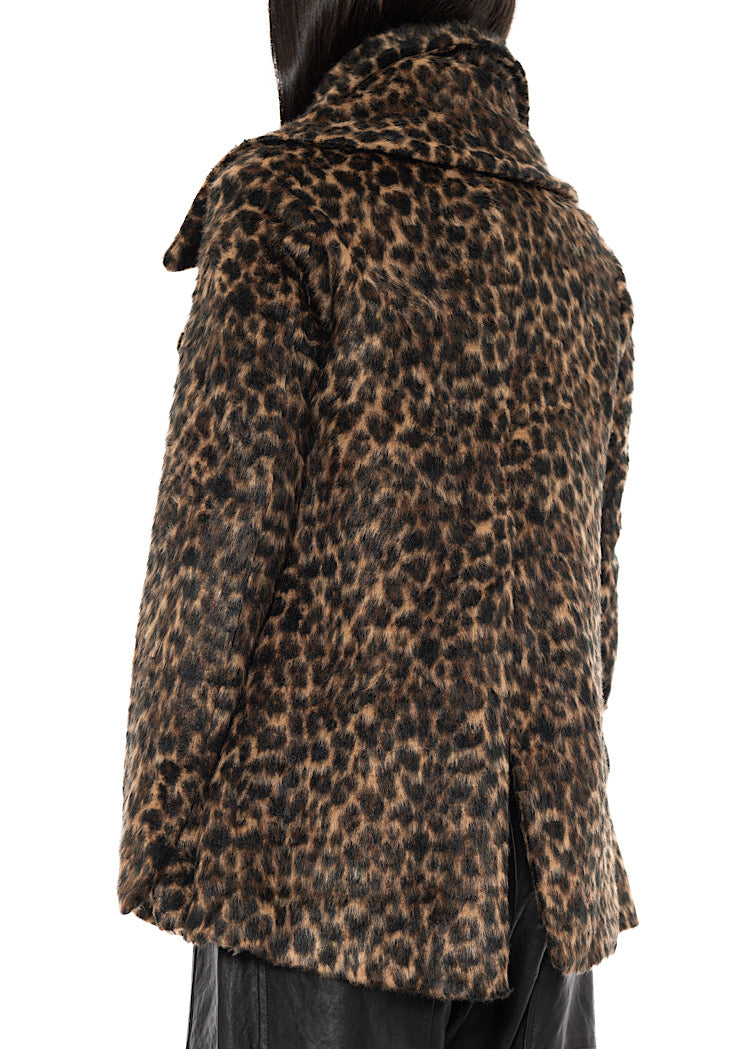 LEOPARD FAUX FUR COAT