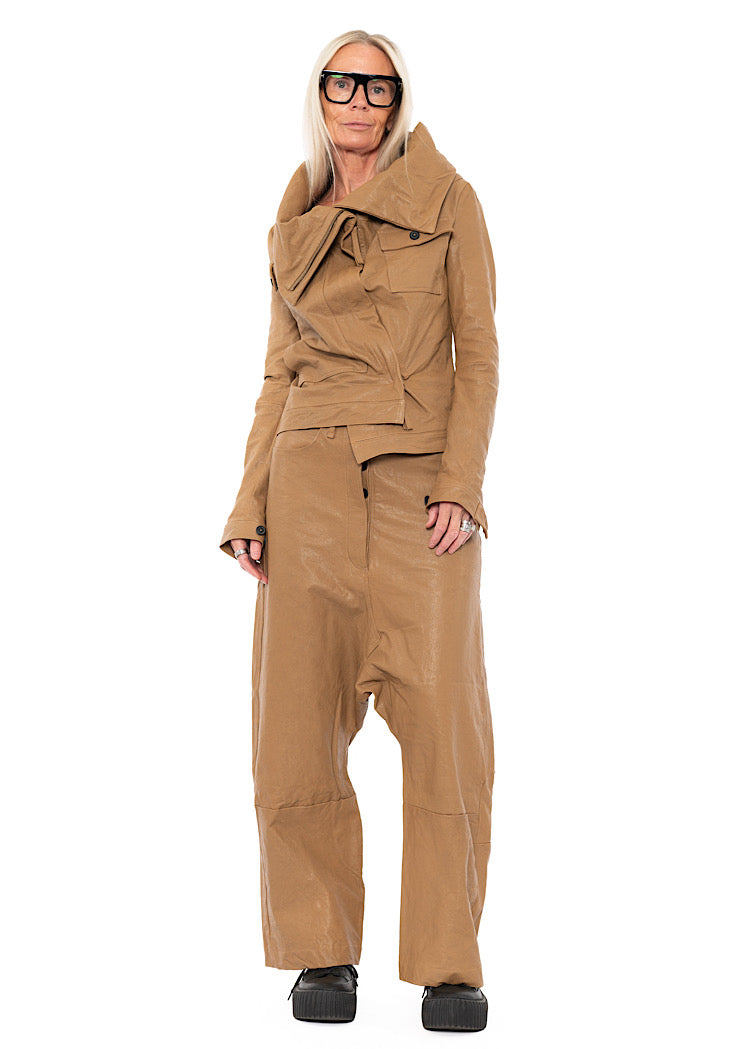 LEATHER DROP-CROTCH TROUSER