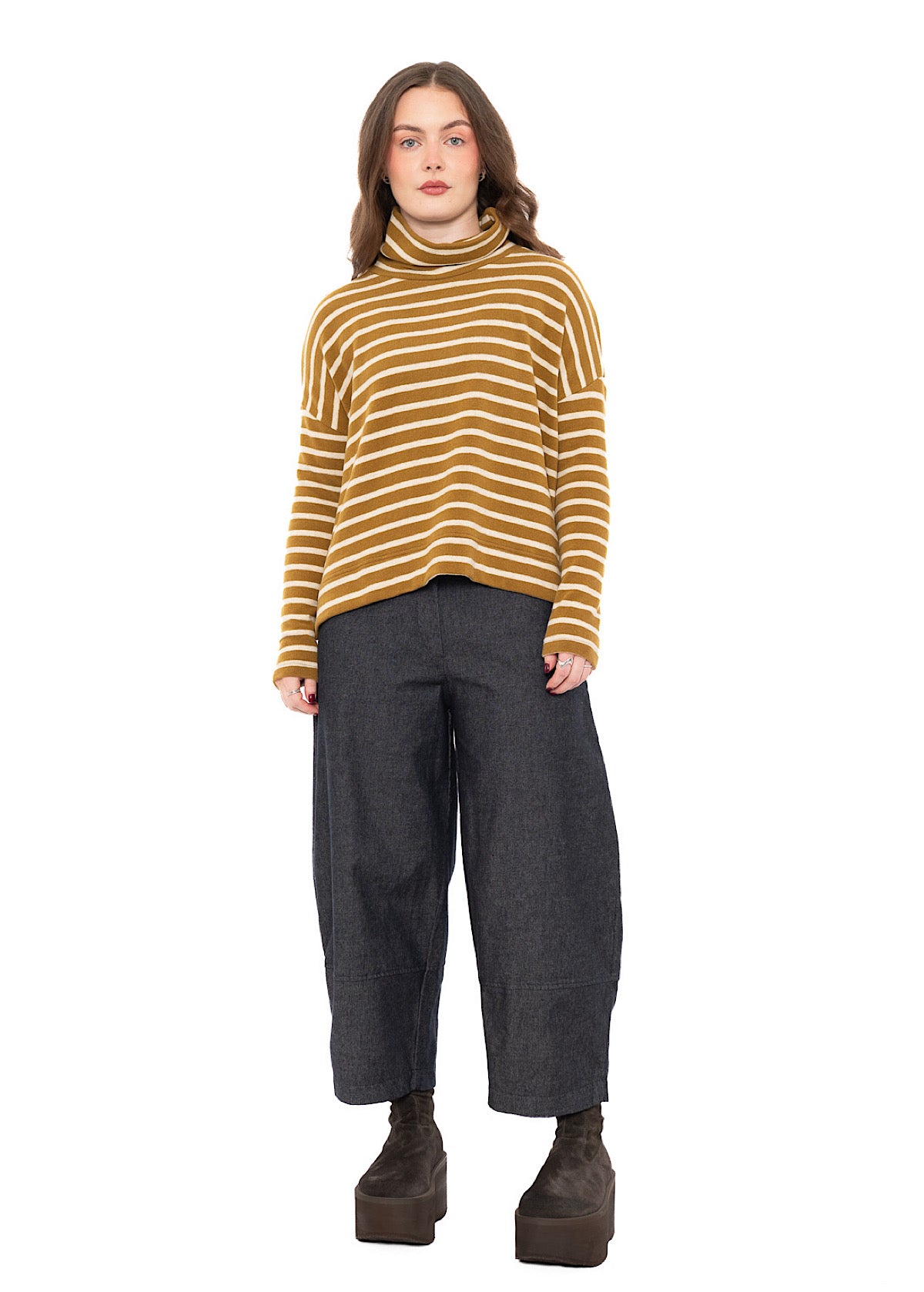 STRIPED COTTON-FLEECE MOYET PULLOVER