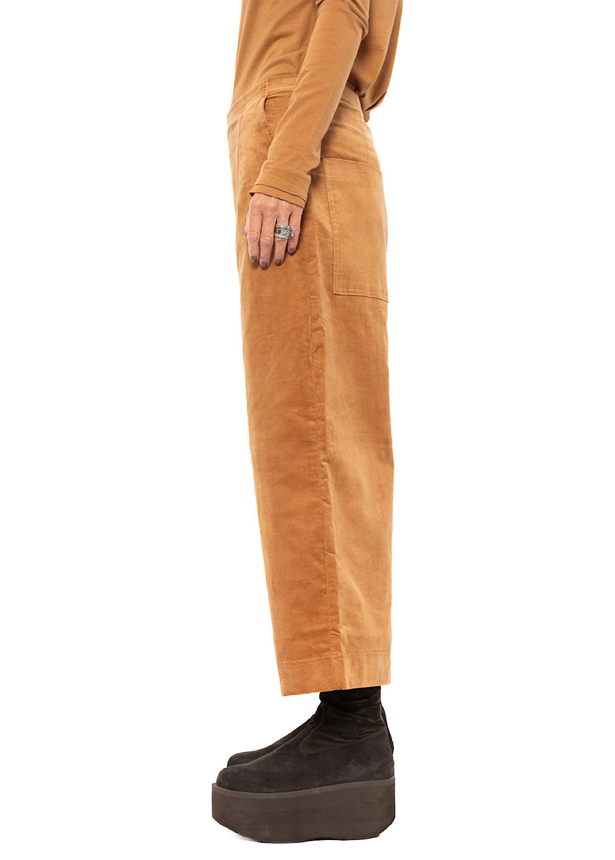 STRETCH-VELVET WIDE LEG TROUSER