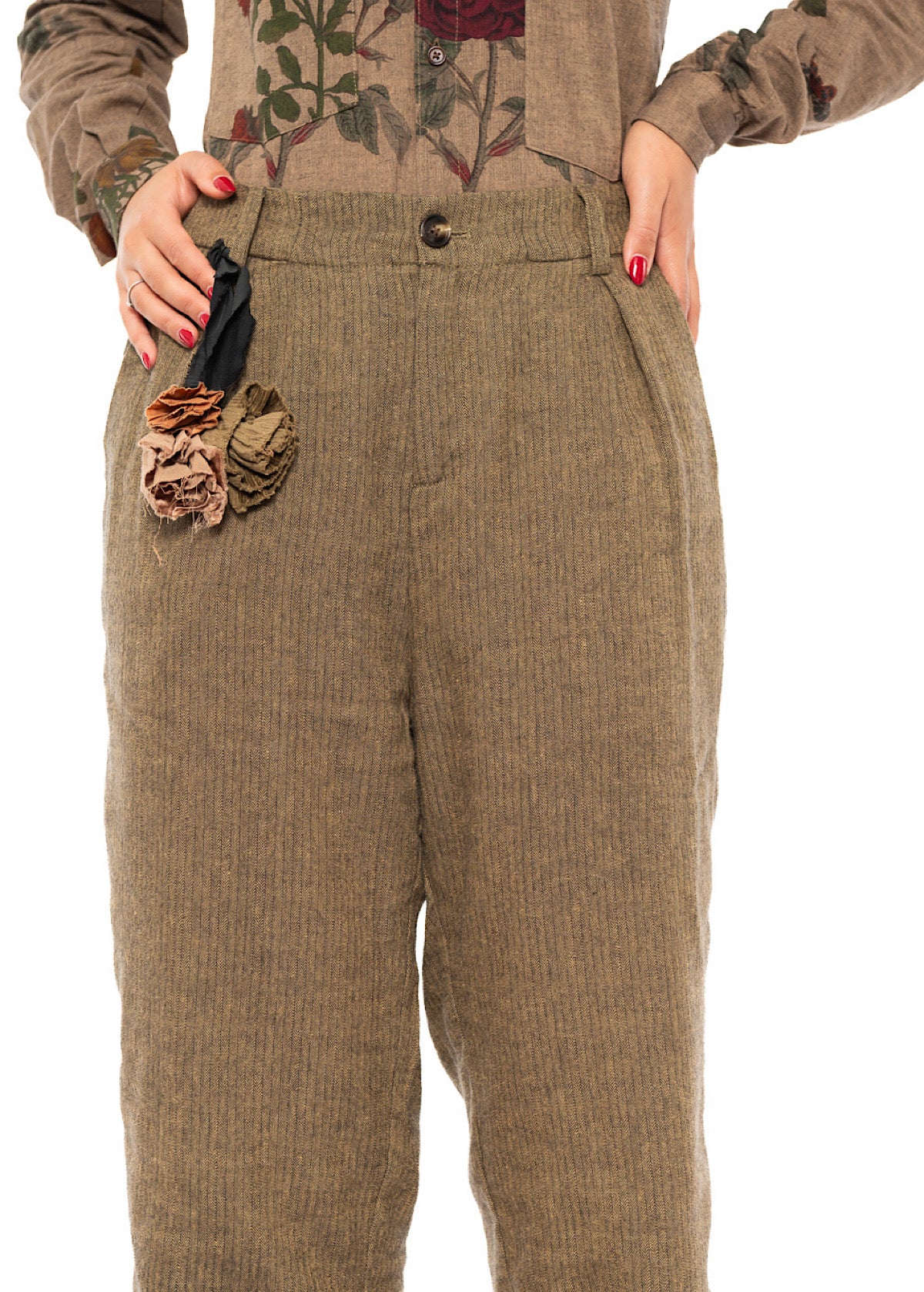 TAPERED HERRINGBONE TROUSER