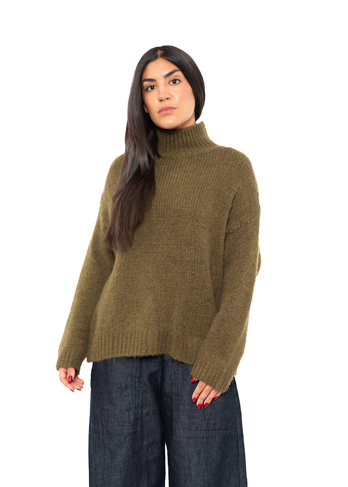 RELAXED HIGH NECKLINE PULLOVER
