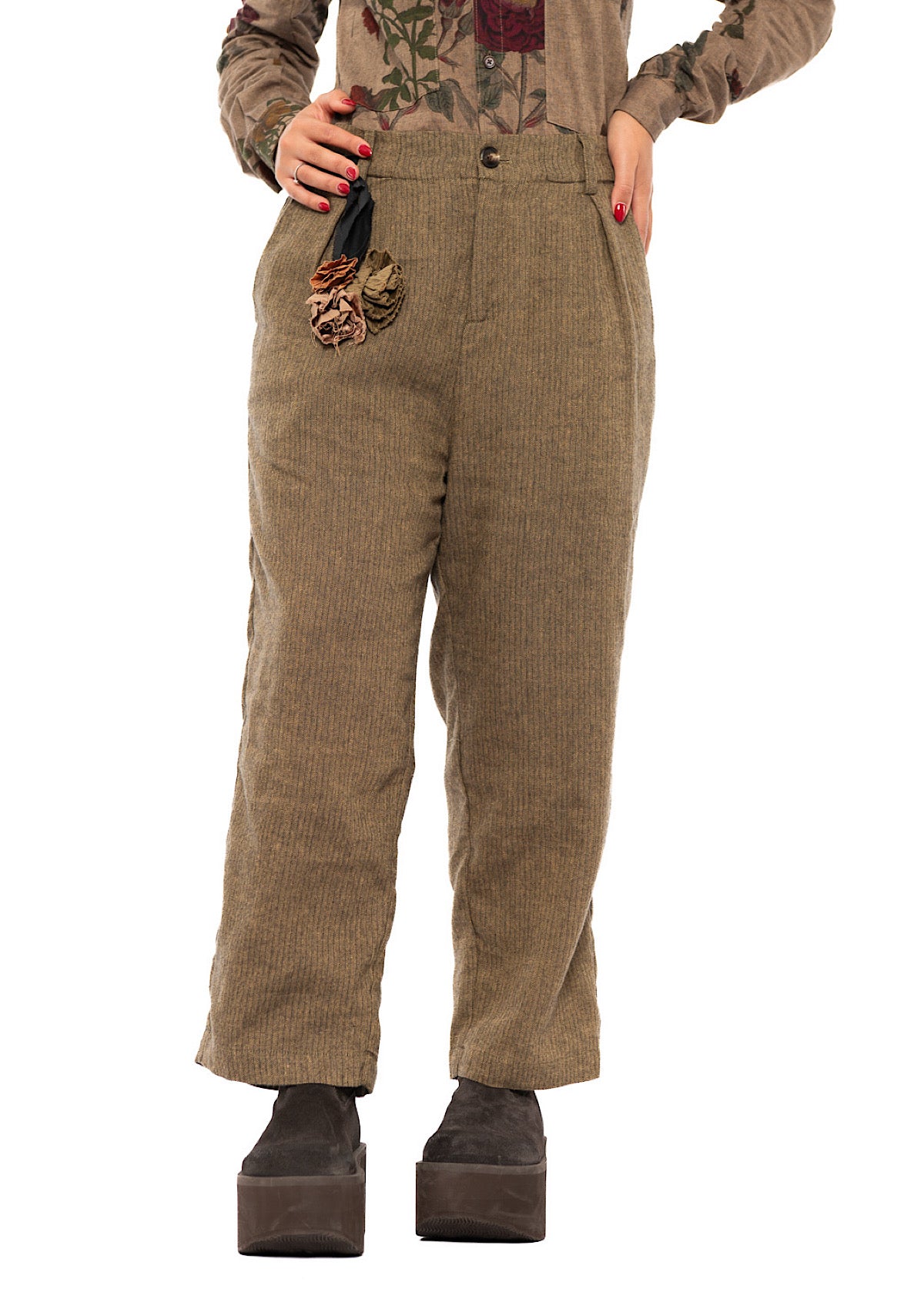TAPERED HERRINGBONE TROUSER