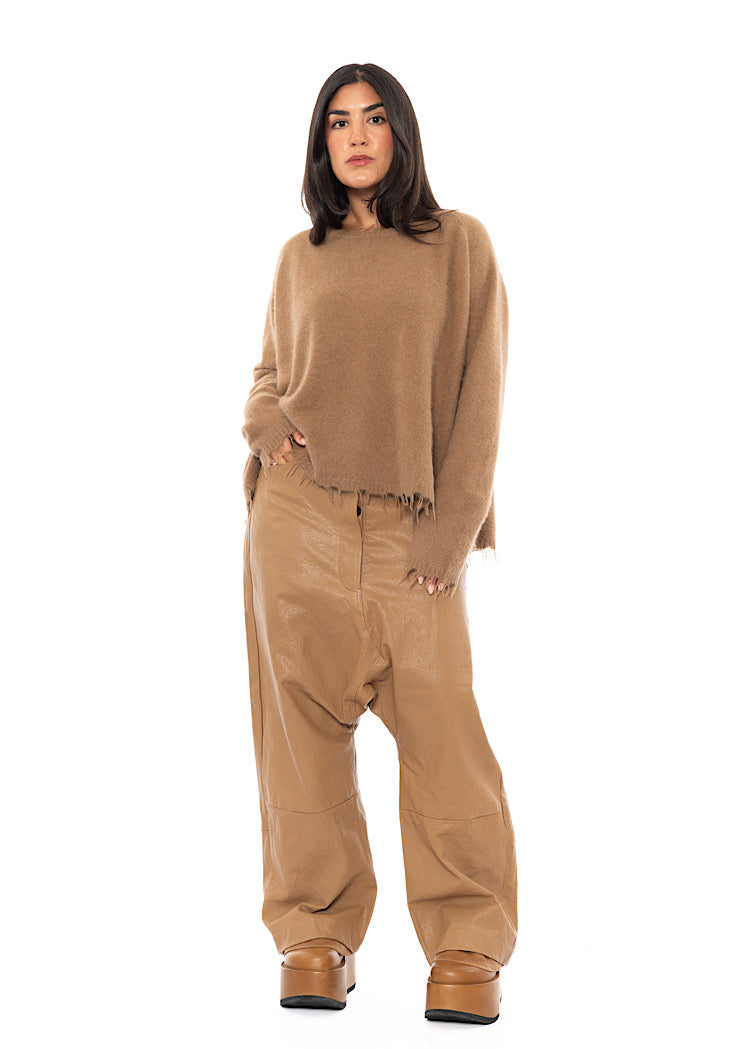 RELAXED FRAYED KNIT PULLOVER
