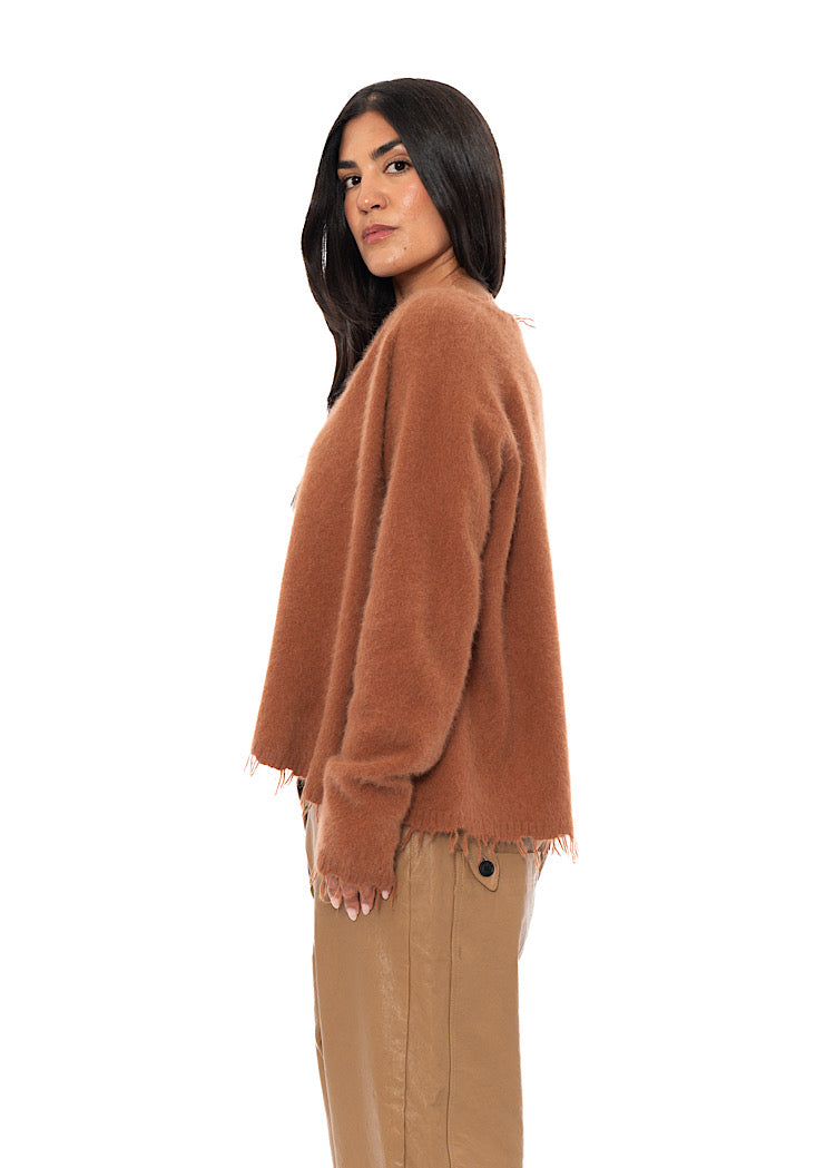 RELAXED FRAYED KNIT PULLOVER