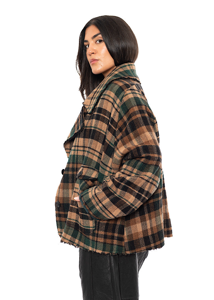 OVERSIZED CHECK WOOL JACKET