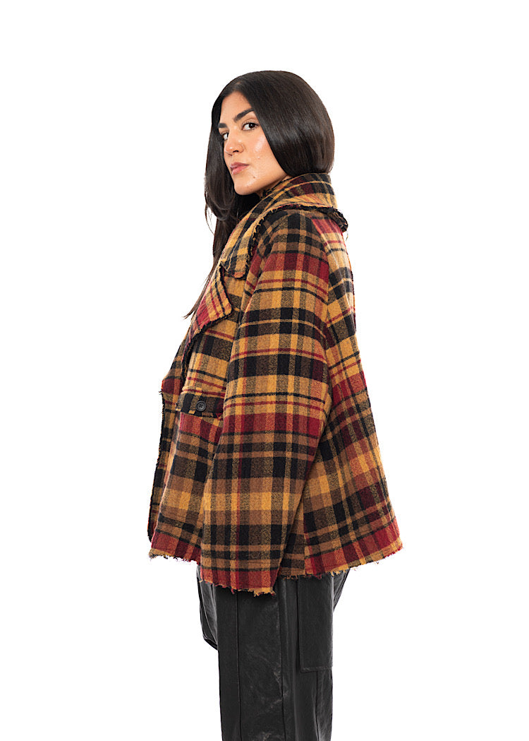OVERSIZED CHECK WOOL JACKET