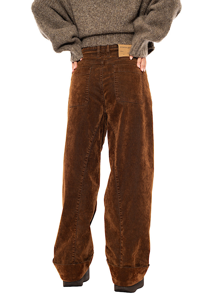 FLOCKED BARREL-LEG TROUSER
