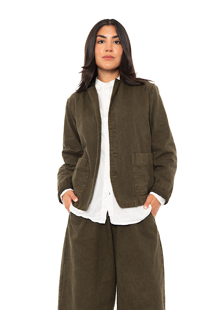 GARMENT-DYED COTTON-LINEN JACKET