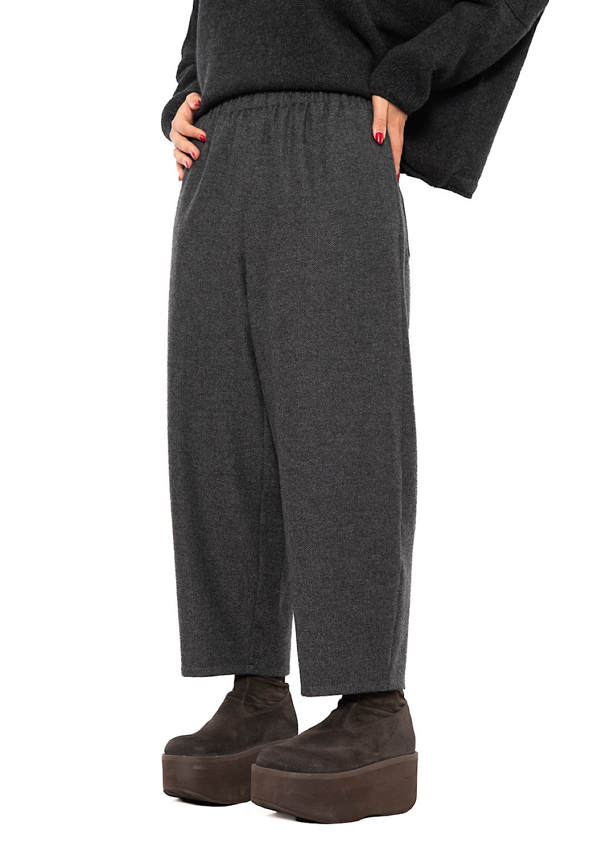 HERRINGBONE WOOL BLEND FOSCO TROUSER