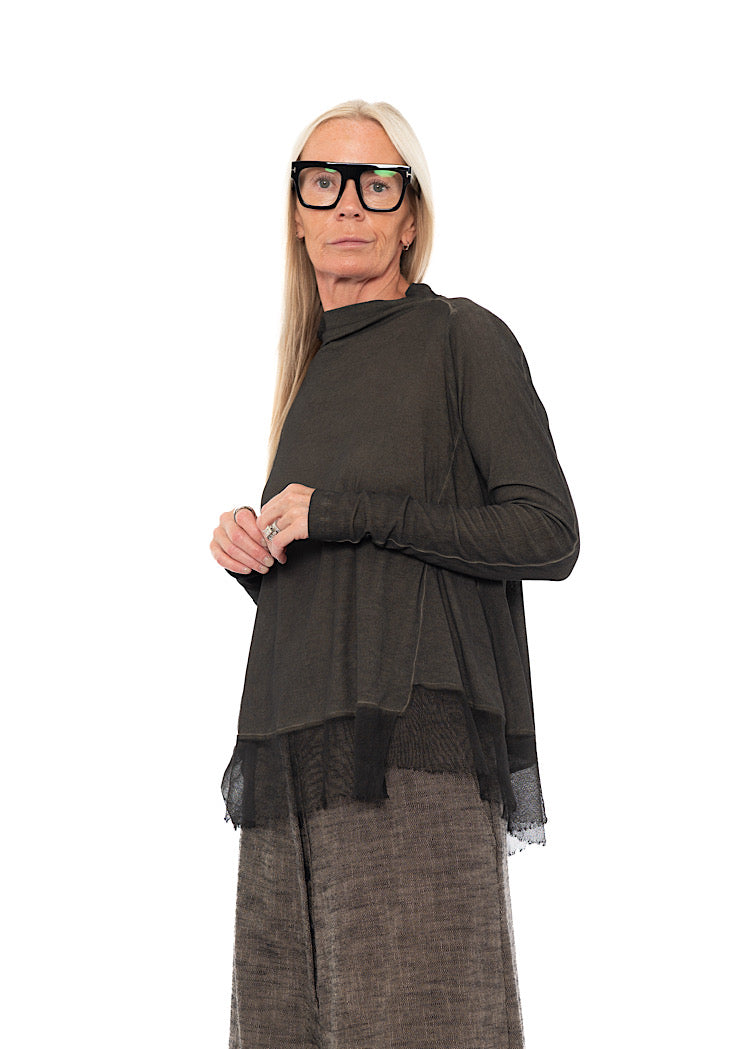 RELAXED NETTED HEM T-SHIRT