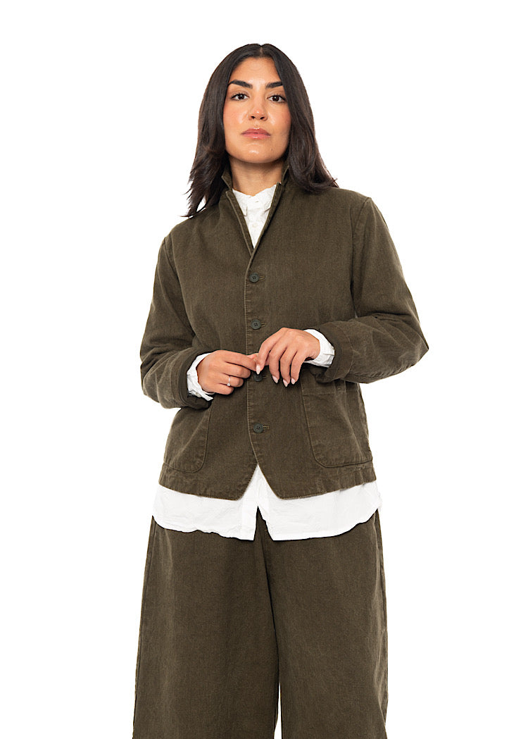 GARMENT-DYED COTTON-LINEN JACKET