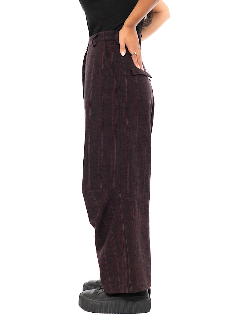 PINSTRIPE DROP CROTCH WOOL TROUSER
