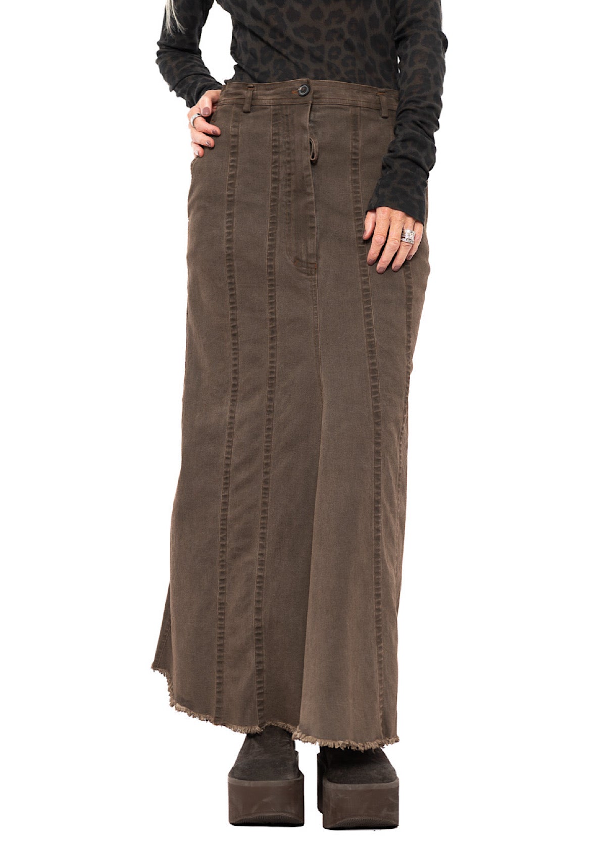 STRETCH DENIM MAXI SKIRT