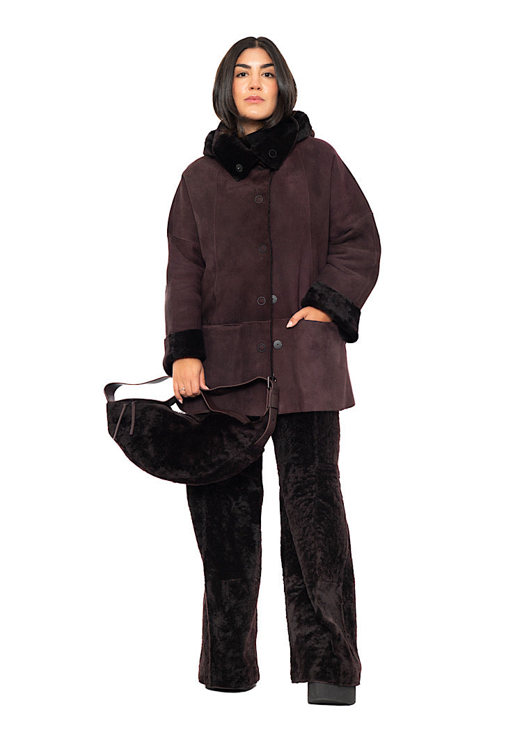 CROSSBODY FUR-FINISHED LEATHER BAG