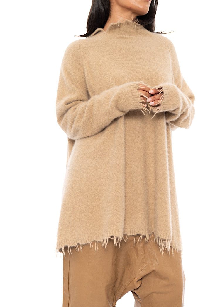 OVERSIZED FOX WOOL SILK KNITTED TUNIC