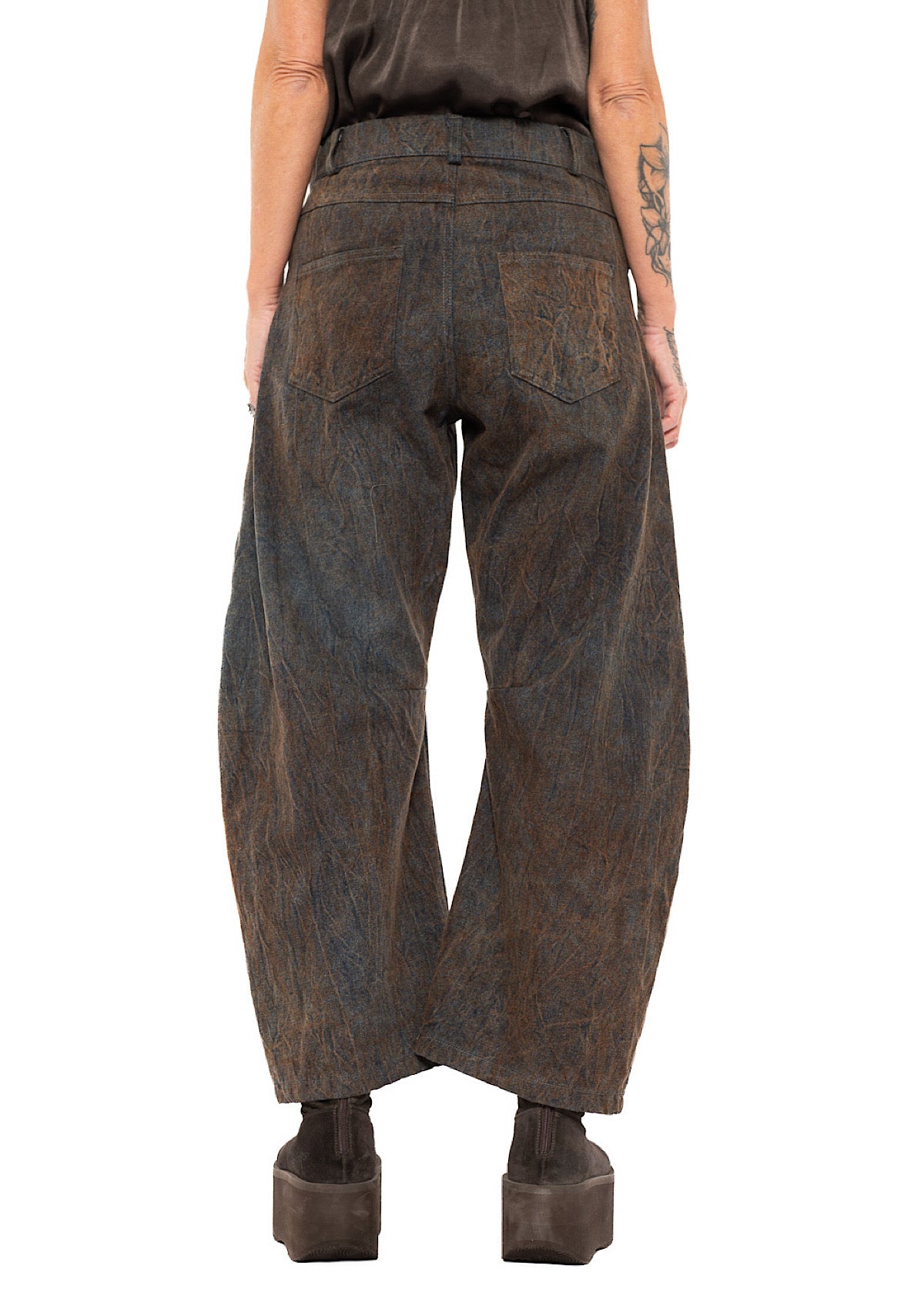 STONE-WASHED DENIM BALLOON TROUSERS