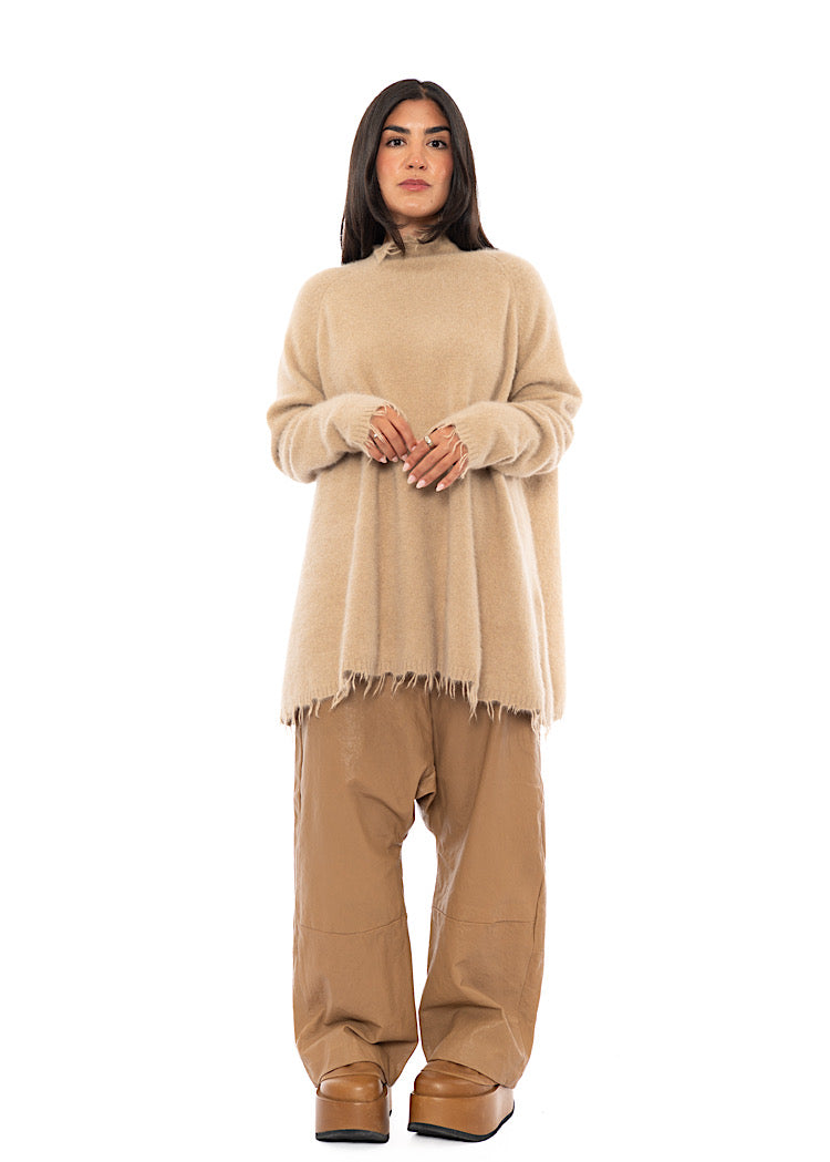 OVERSIZED FOX WOOL SILK KNITTED TUNIC