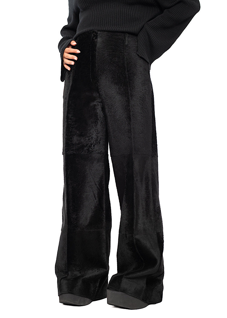 FLARED FUR LEATHER TROUSER