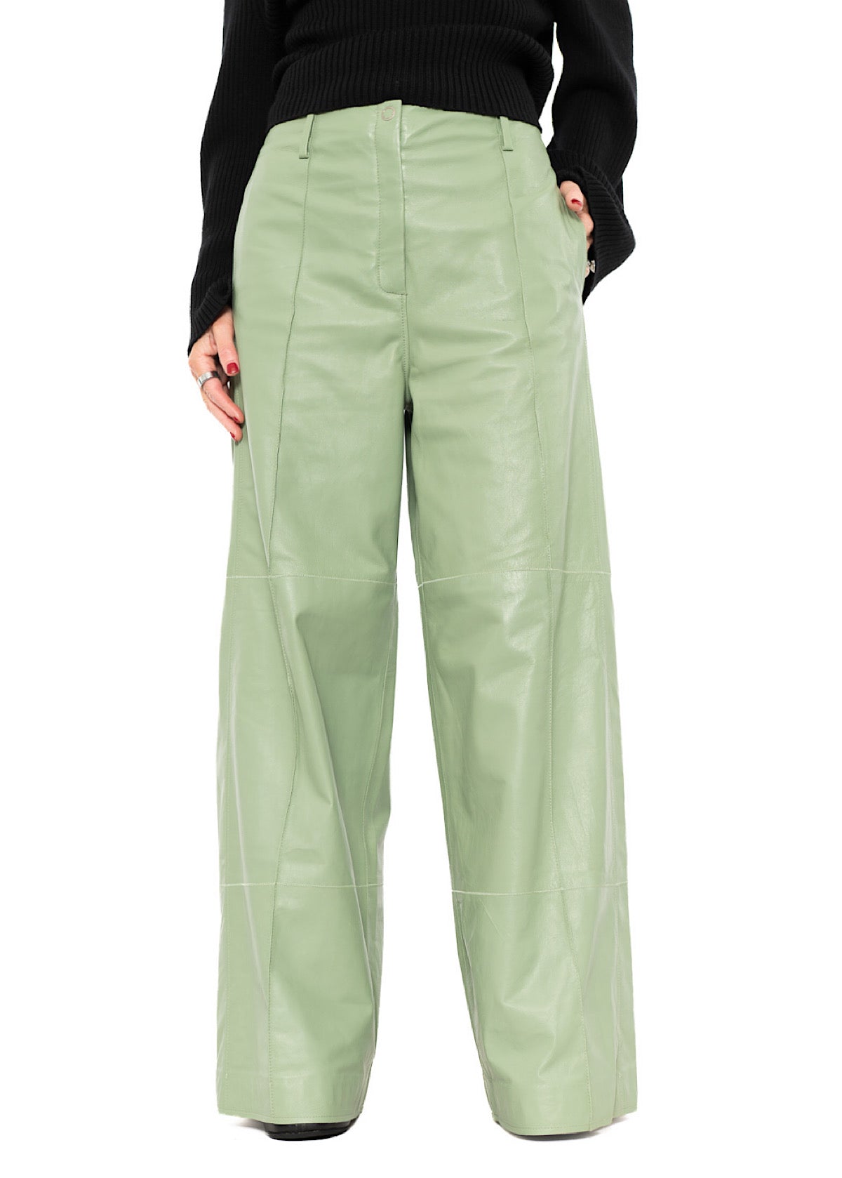 SIGNATURE WIDE LEG LEATHER TROUSER