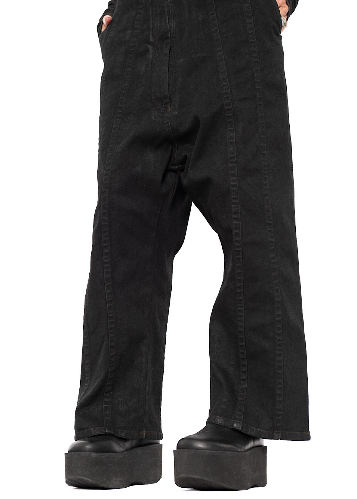 STRAIGHT-LEG DROP-CROTCH DENIM TROUSER