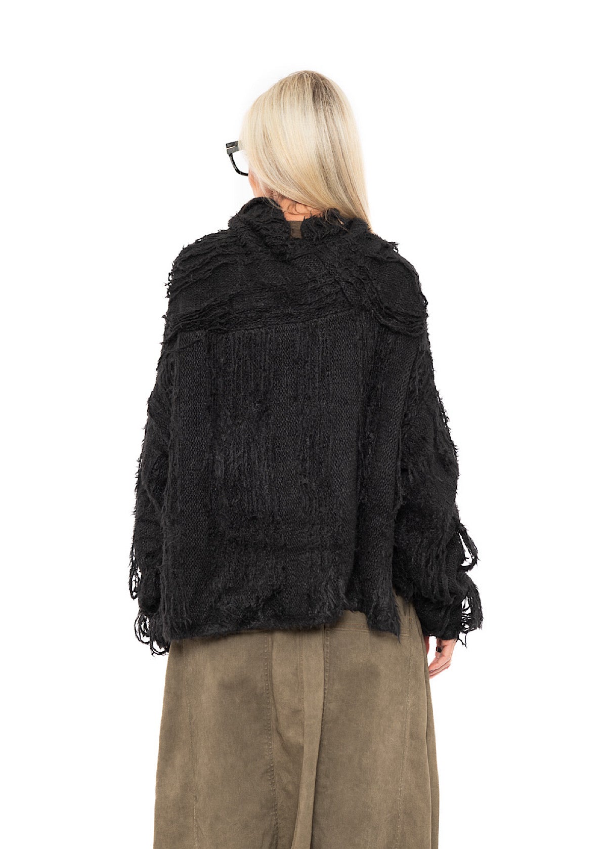 LADDERED SILK KNIT PULLOVER
