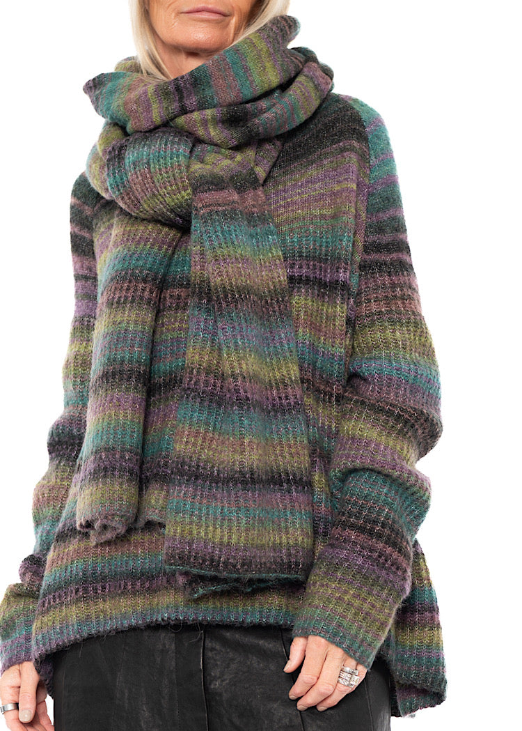 MULTICOLOUR STRIPE KNITTED SCARF