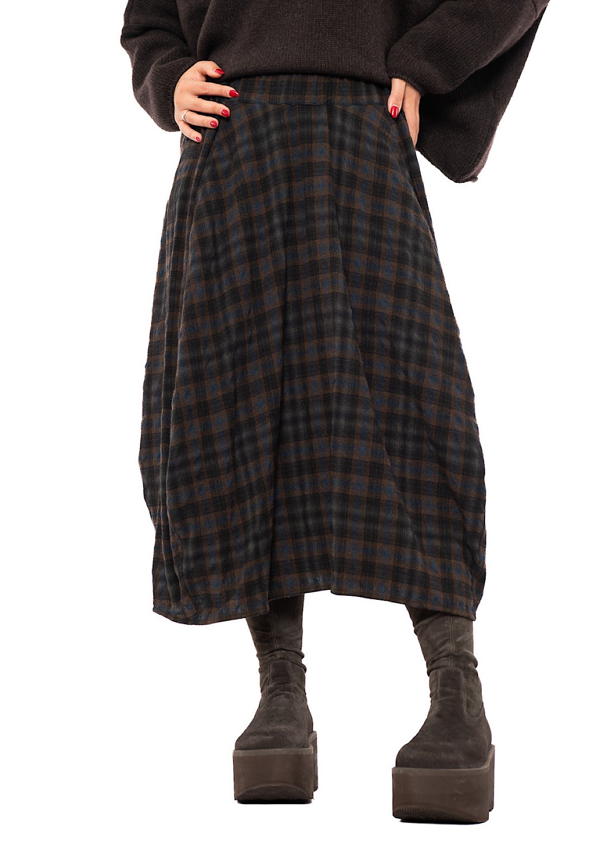CHECKERED WOOL BLEND ISOTTA SKIRT