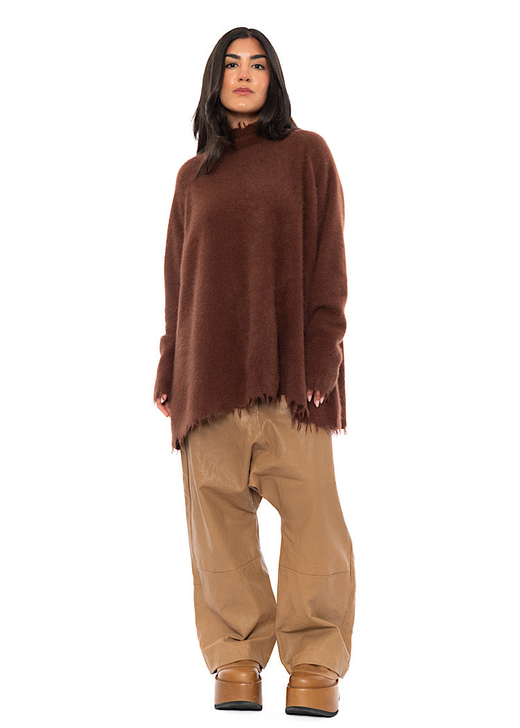 OVERSIZED FOX WOOL SILK KNITTED TUNIC