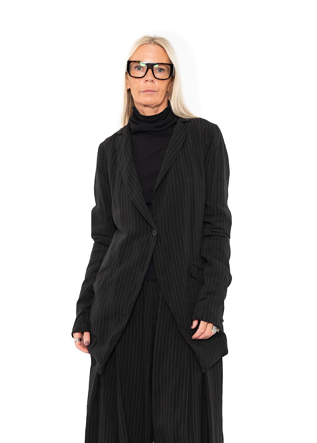 FLUID PINSTRIPE LONGLINE JACKET