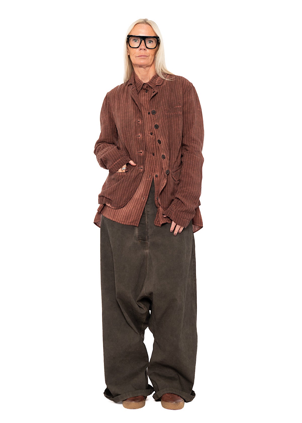 GARMENT-DYED SILK STRIPE JACKET