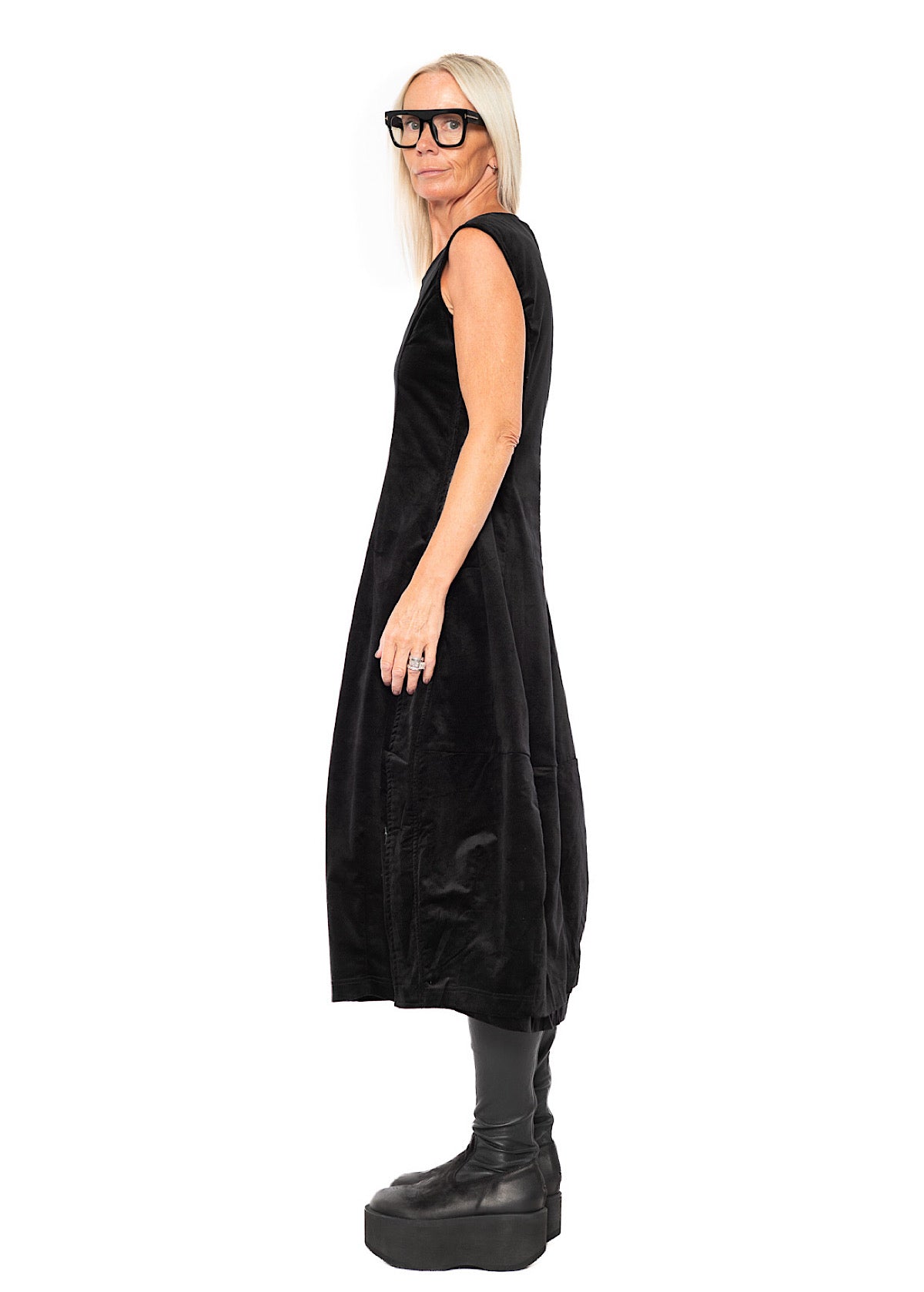STRETCH-VELVET BALLOON DRESS