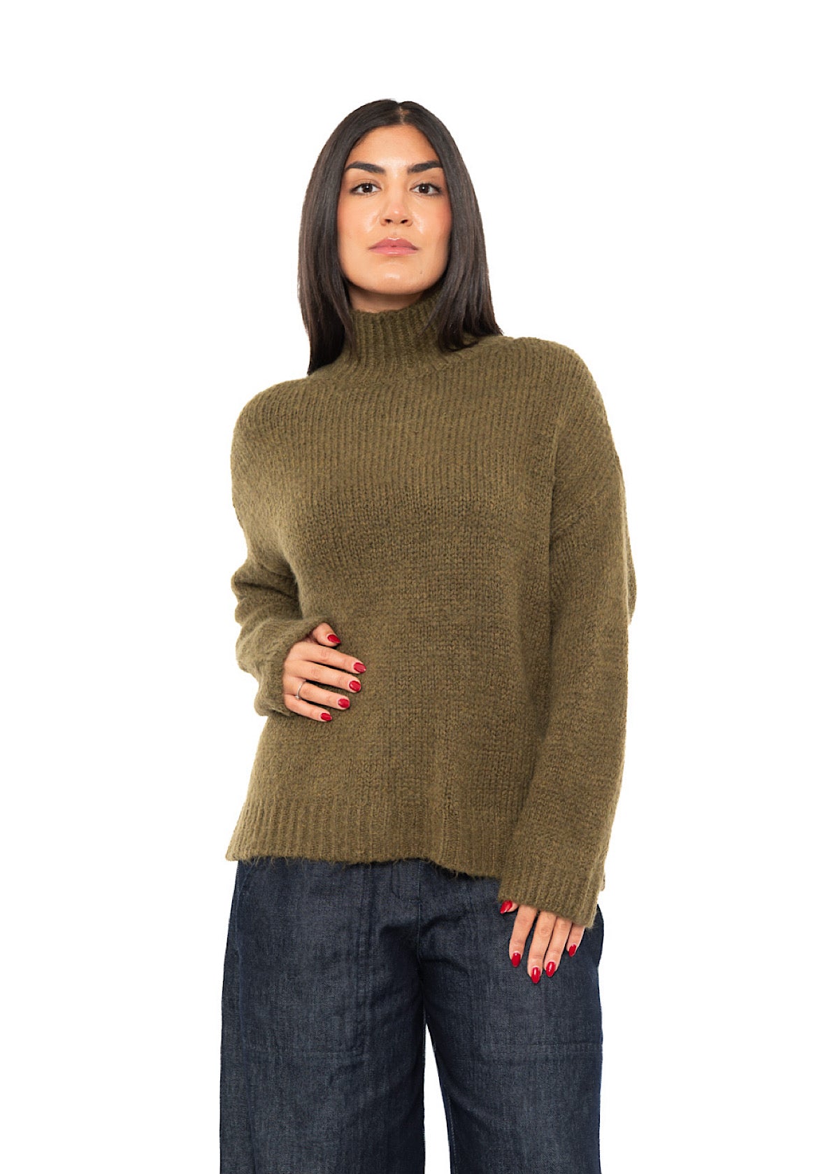 RELAXED HIGH NECKLINE PULLOVER