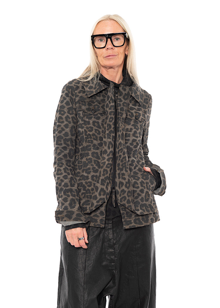 LEOPARD PRINT STRETCH JACKET