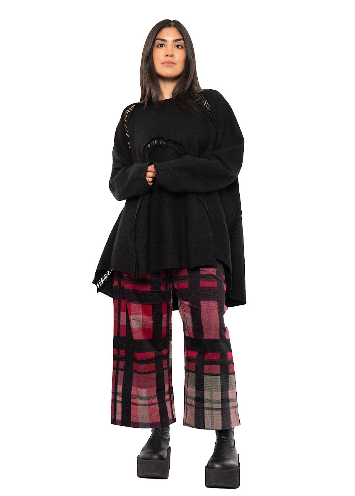 BOILED WOOL LADDER STITCH TUNIC